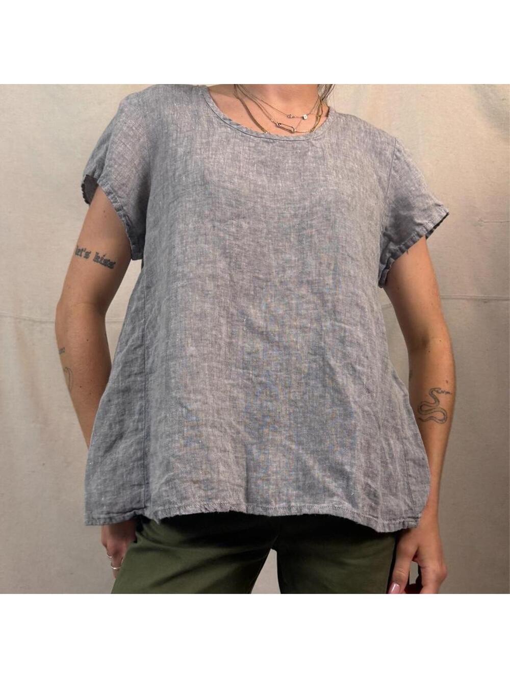 Flax 100% Linen Light Blue Top